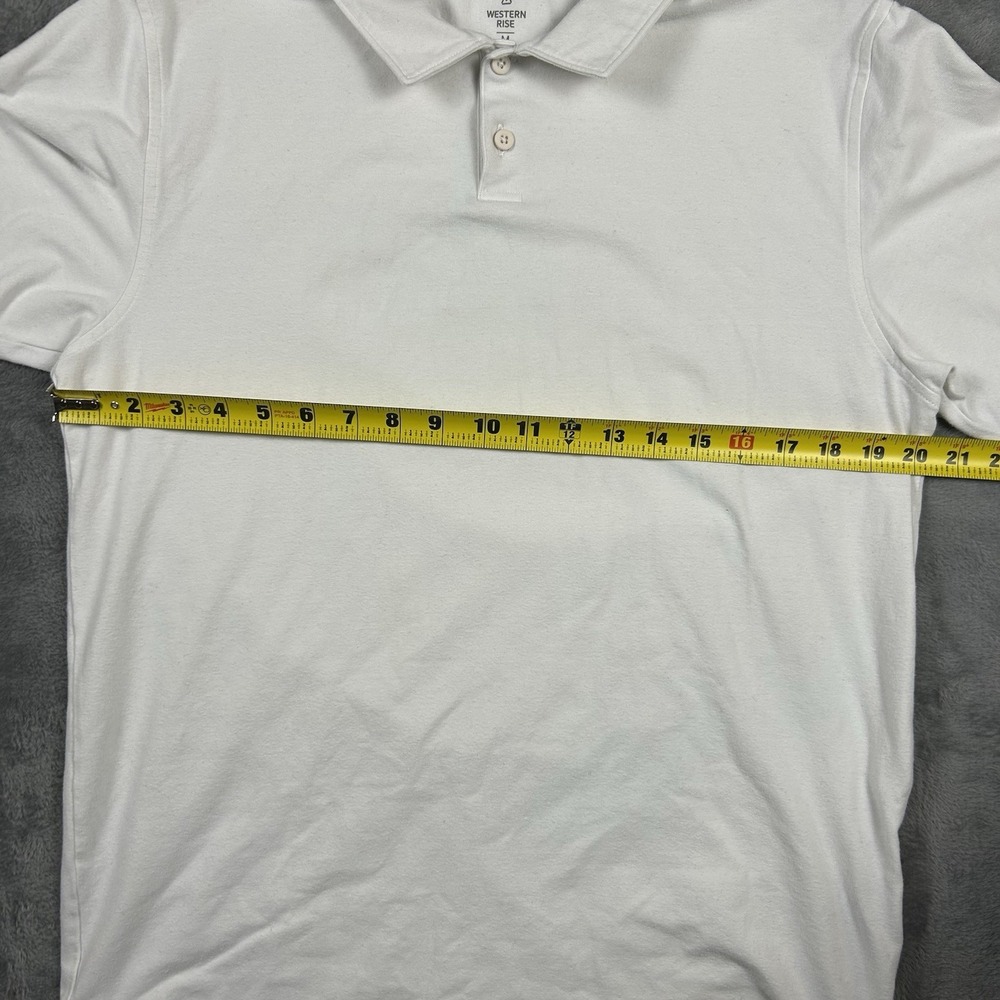 Western Rise Men's M White Short Sleeve Polo Golf Shirt Cotton Blend Stretch - Picture 13 of 14